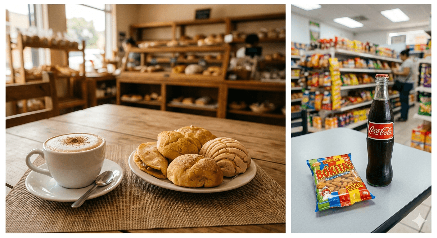 Cappuccino y pan dulce artesanal
