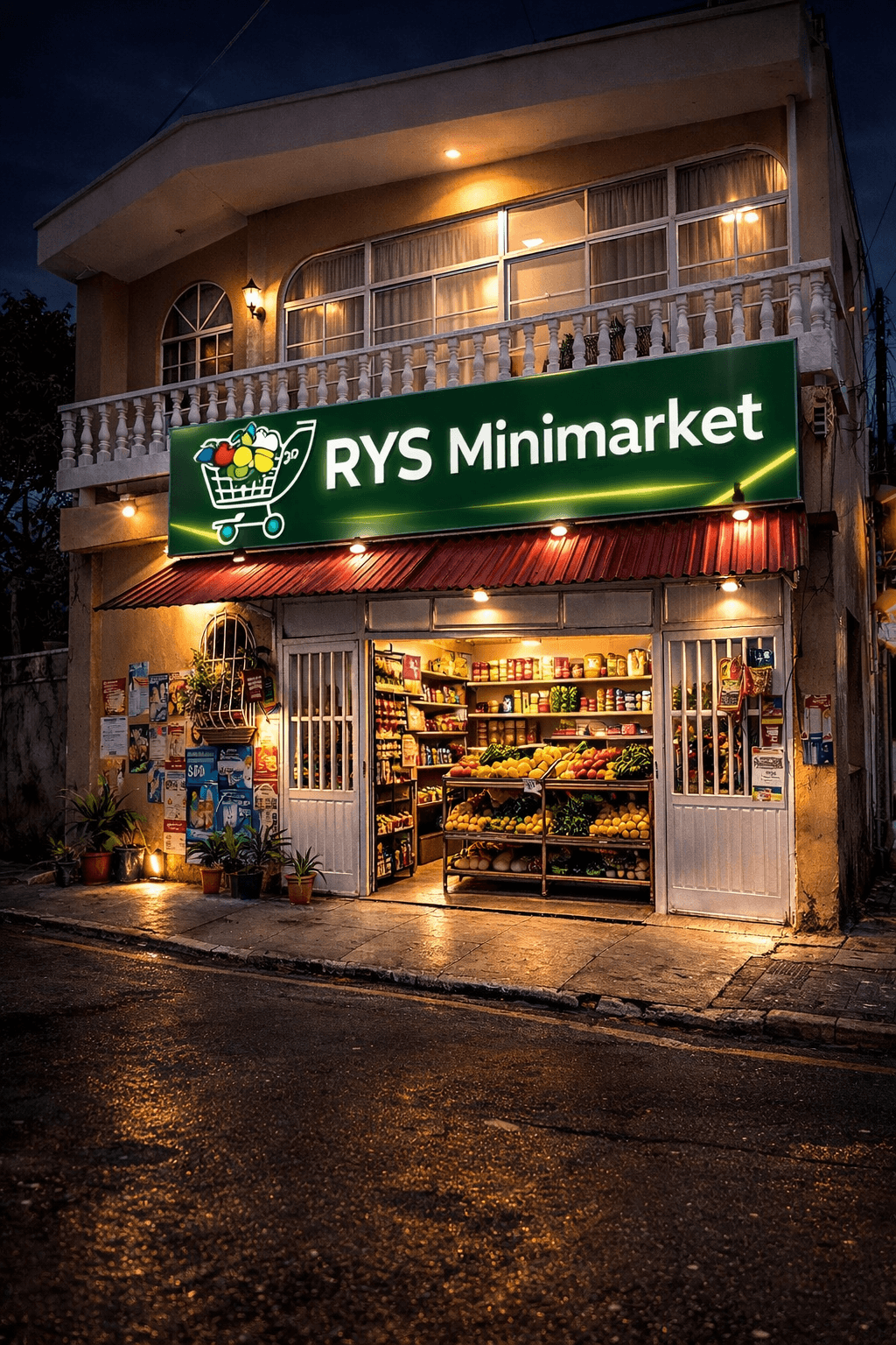 RYS Mini Market. Fachada de la tienda para reconocer el punto de retiro al llegar
